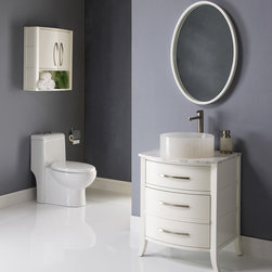Art Deco 24 inch White Finish Bathroom Vanity Solid Wood - Bathroom Vanities And Sink Consoles