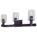Forte - Forte 5288-03-32 Myo, 3 Light Bath Vanity, Bronze/Dark Brown - The Myo transitional vanity comes in antique bronzMyo 3 Light Bath Van Antique Bronze Clear *UL Approved: YES Energy Star Qualified: n/a ADA Certified: n/a  *Number of Lights: 3-*Wattage:75w Medium Base bulb(s) *Bulb Included:No *Bulb Type:Medium Base *Finish Type:Antique Bronze