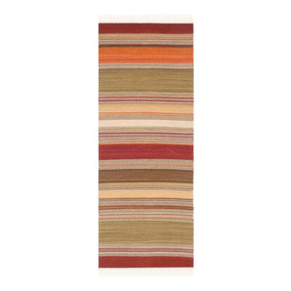 Rugsotic Carpets Hand Woven Flat Weave Kilim, Contemporary Wool Area Rug,  Cream,Wine, 10'x13' 