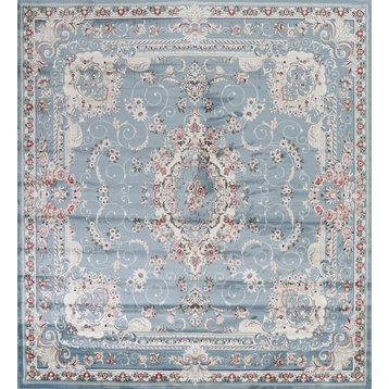 Light Blue Floral Medallion Transitional Turkish Rug Oriental Carpet 10x10