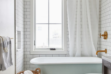 Transitional bathroom photo in Portland Maine
