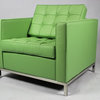 Button Leather Armchair, Green