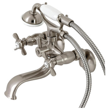 KS245SN Tub Wall Mount Clawfoot Tub Faucet With Hand Shower, Brushed Nickel
