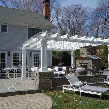 Outdoor Living Space - Bluestone Patio, Kitchen, Fireplace, Pergola