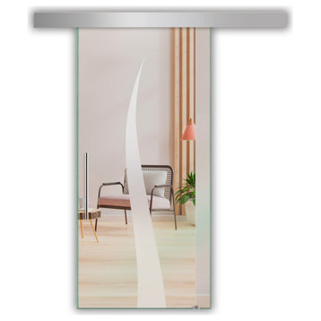 Sliding Glass Door With Designs ALU100, 24"x81"