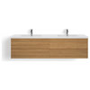 The Beacon Bathroom Vanity, Double Sink, 84", Natural Oak, Wall Mounted