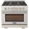 Professional 36" 5.2 cu.ft. Gas Range, Two 21K Power Burners, Classic Silver, Natural Gas