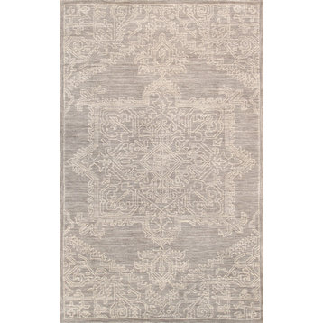 Pasargad Home Modern Hand-Tufted Rug, Silver, 9'9"x13'9"