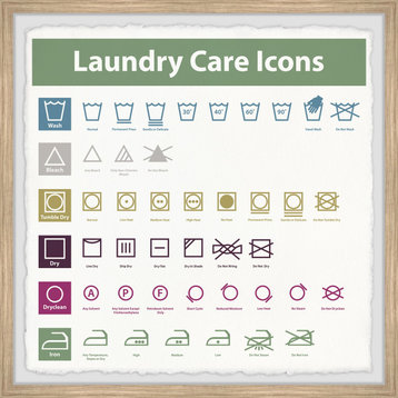 "Laundry Care Icons" Framed Painting Print, 24x24