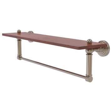 Waverly Place 22" Solid Wood Shelf and Towel Bar, Antique Pewter