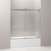 KOHLER Levity Sliding Bath Door with Towel Bar and 1/4" Crystal Clear Glass
