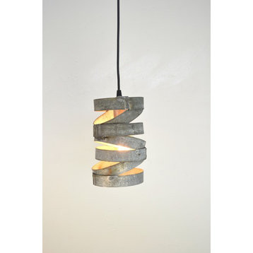 Wine Barrel Ring Staggered Pendant Light - Tala - Made from CA wine barrels, Black Chain