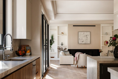 Living room - large contemporary living room idea in Boston