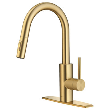 Oletto Pull-Down 1-Hole Kitchen Faucet, Brushed Brass, Model Kpf-2620bb