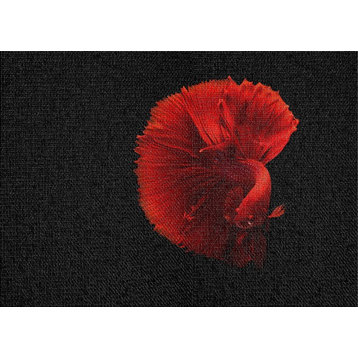Red Fish Area Rug, 5'0"x7'0"