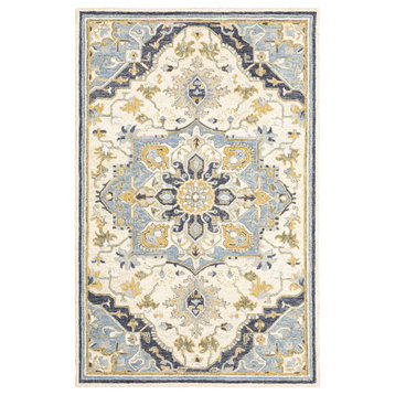 Oriental Weavers Alfresco Blue/ Ivory Oriental Indoor Area Rug 3'6"X5'6"