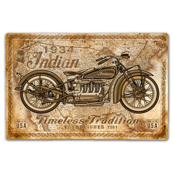 Indian Map Vintage, Classic Metal Sign