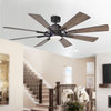 60 in Modern 8 Blades LED Ceiling Fan with Remote Control and Light Kit, Brown