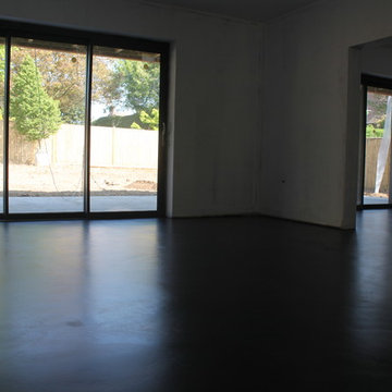 Polished Concrete Microcement Floor - entire ground floor, stairs & patio