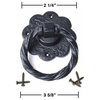 Black Wrought Iron Ring Cabinet Pull 4.75" Roped Flower Rust Resistant Pack of 5