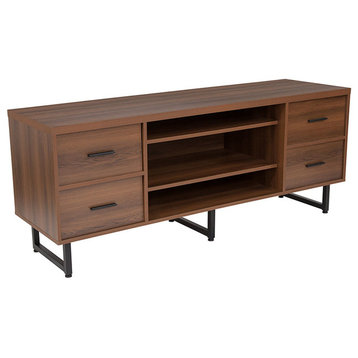 Lincoln Collection TV Stand, Rustic Wood Grain Finish