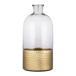 Glass Decorative Jug in Clear and Gold - Vases