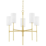Mitzi by Hudson Valley Lighting - Olivia 5-Light Chandelier, Aged Brass Finish, White Linen Shade - Features: