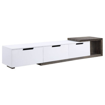 Acme Orion TV Stand White High Gloss and Rustic Oak