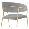 Nara Gray Velvet and Gold Metal Leg Dining Room Chairs, Set of 2