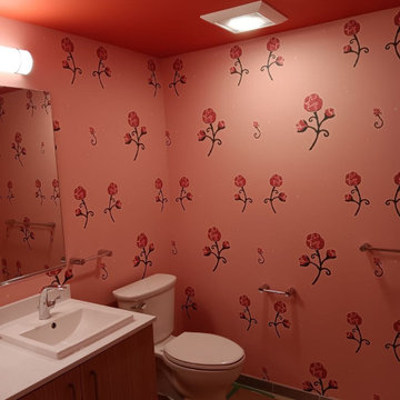 Powder room wallpaper installation Tacoma, WA