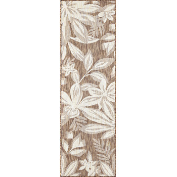 Edda Transitional Floral Indoor Rug, Brown/Cream, 2'8"x9'11" Runner