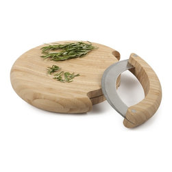 Bamboo Mezzaluna Mincing Set - Cutting Boards