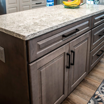 Two Tone Kitchen with Irish Creme Cabinets and Rustic Dockside Island