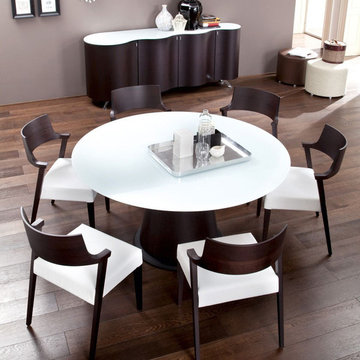 Lirica Wenge Dining Chair / White Leather Seat (Set of 2) - $1316.66