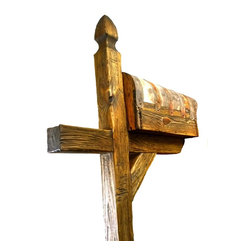 Rustic hand carved mailbox with post - Mailboxes