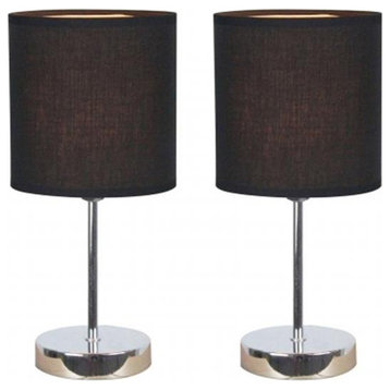 All The Rages LT2007-BLK-2PK Simple Designs Chrome Mini Basic Table Lamp with