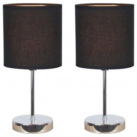 All The Rages LT2007-BLK-2PK Simple Designs Chrome Mini Basic Table Lamp with