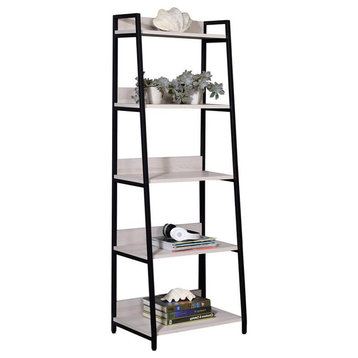 ACME Wendral 5 Wooden Tiers Ladder Bookshelf in Natural and Black