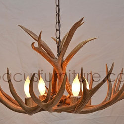 Classic Small Mule Deer Antler Chandelier - Chandeliers