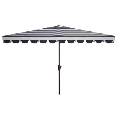 Safavieh Vienna 6.5'x10' Rectangle Crank Umbrella, Black/White