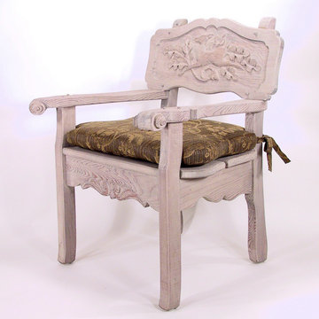 Carmel Dining Chair carved with deer & oak leaves