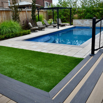 Aurora Fiberglass Pool Custom Composite Deck and Landscaping
