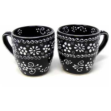 Handmade Pottery Mugs, Set of 2, Ink