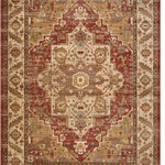 Nourison - Delano Persian Area Rug, Brick, 7'10"x10'10" - An exquisitely figured medallion motif, framed by the elegant lines of a traditional diamond panel design. In softly antiqued tones of carnelian red, the perfect area rug to bring a feeling of subtle drama to that special room in your home. Expertly power-loomed from top quality polypropylene yarns for luxuriously supple texture and years of lasting beauty.