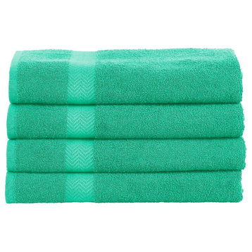 4 Piece Cotton Quick Drying Bath Towels Set, Turquoise