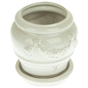 Novica Handmade Vintage White Ceramic Flower Pot