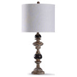 Stylecraft - Bishop, Spindle Table Lamp With Drum Shade, Weathered Natural Finish - A traditional fixture sculpted with great care. Using a segmented polyresin body, this coastal style table lamp uses a weathered natural finish to emphasize its particular fashion. The linen and polyester shade has a cream finish, the muted tone accenting the coloring of the base. Slender design and a subtlety within the theme help this lamp blend with the existing decor in offices, bedrooms and foyers.�
