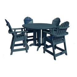 Highwood - Adirondack Hamilton 5pc Round Counter Height Outdoor Dining Set, Nantucket Blue - Outdoor Pub And Bistro Sets