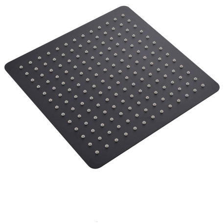 Aqua Piazza 12" Super Slim Square Rain Shower Head, Matte Black Finish