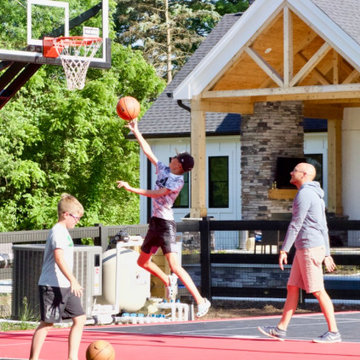 Outdoor Pickleball and Basketball Court Combo